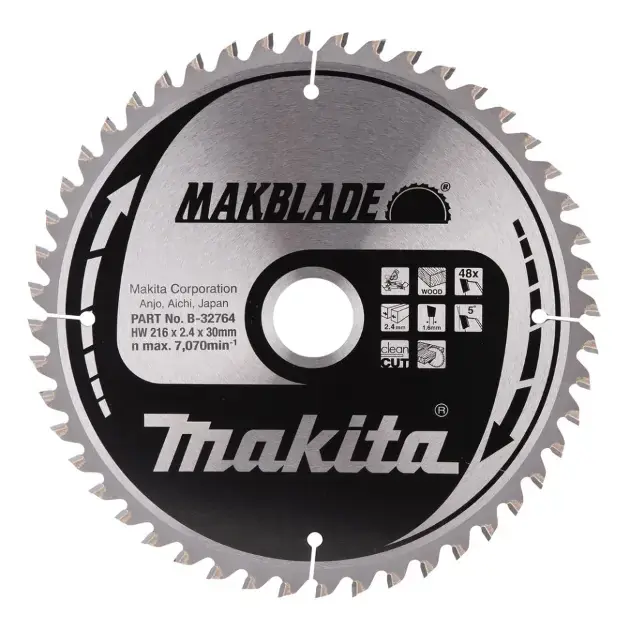 Makita - Lame de scie circulaire à bois, 216x30 mm, 48 dents B-32764