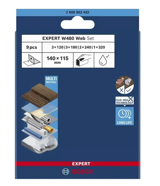 Bosch - Set feuilles abrasives, 115x140 mm, 9 pièces 2608902432