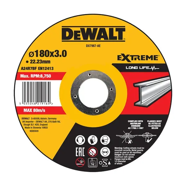 DeWALT - Set de disques à tronçonner 180x22,23 mm, 25 pcs DX7967-AE
