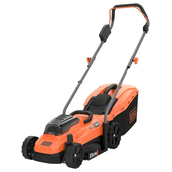 BLACK+DECKER – Tondeuse à gazon sans fil 18V, largeur de coupe 33 cm, 2 batteries 2,5 Ah  Li-Ion, chargeur BCMW3318L2-QW