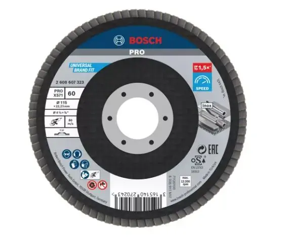 Bosch - Plateau abrasif à lamelles pour acier, P60, diamètre 115 mm 2608607323