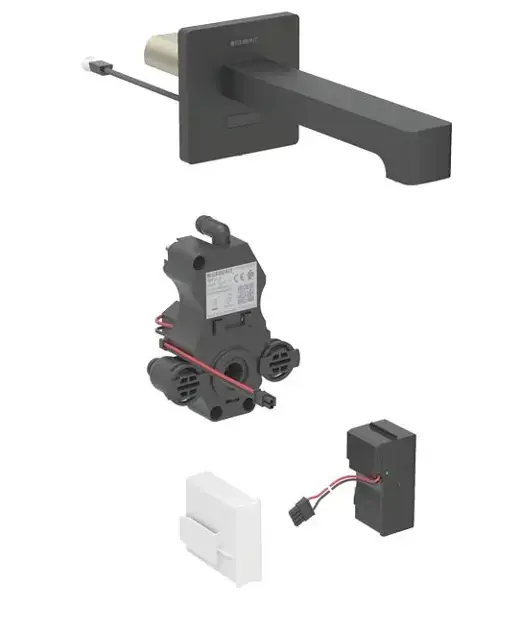 Geberit Brenta - Robinet de lavabo électronique encastré, alimentation secteur, easy to clean, noir mat 116.291.14.1