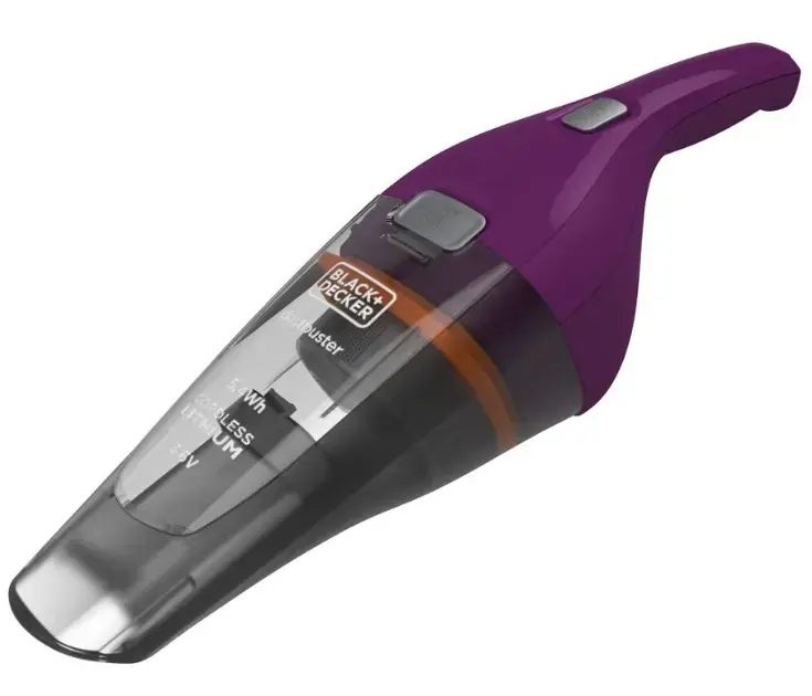 BLACK+DECKER – Aspirateur à main sans fil 3,6 V, station de charge, gris/violet NVC115W-QW
