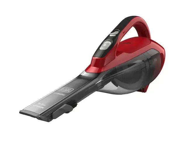 BLACK+DECKER – Aspirateur à main sans fil 10,8 V, station de charge, gris/rouge DVA315J-QW