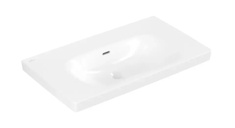 Villeroy & Boch Skyla - Lavabo 80 × 46 cm, avec trop-plein, sans trou pour robinet, CeramicPlus, blanc alpin 5A5182R1