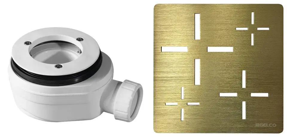 Gelco – Garniture de vidage pour receveurs de douche, doré KSM107G-SN90