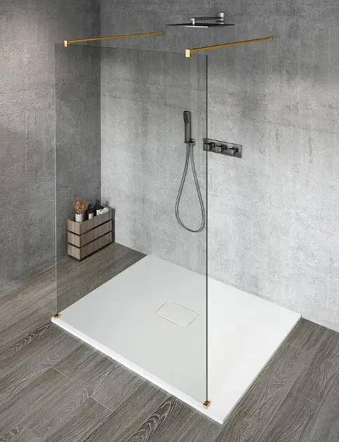Gelco Vario - Paroi de douche Walk-In, 80x200 cm, Verre revêtu, or mat/verre clair GX1280-02