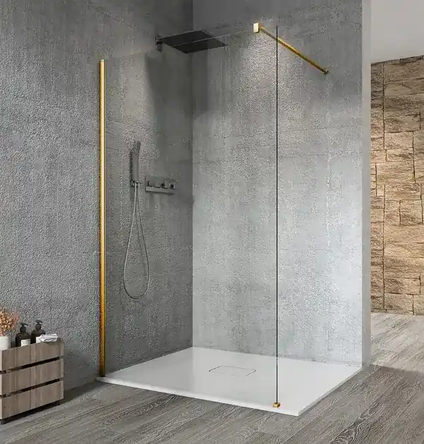Gelco Vario - Paroi de douche Walk-In, 70x200 cm, Verre revêtu, or mat/verre clair GX1270-01