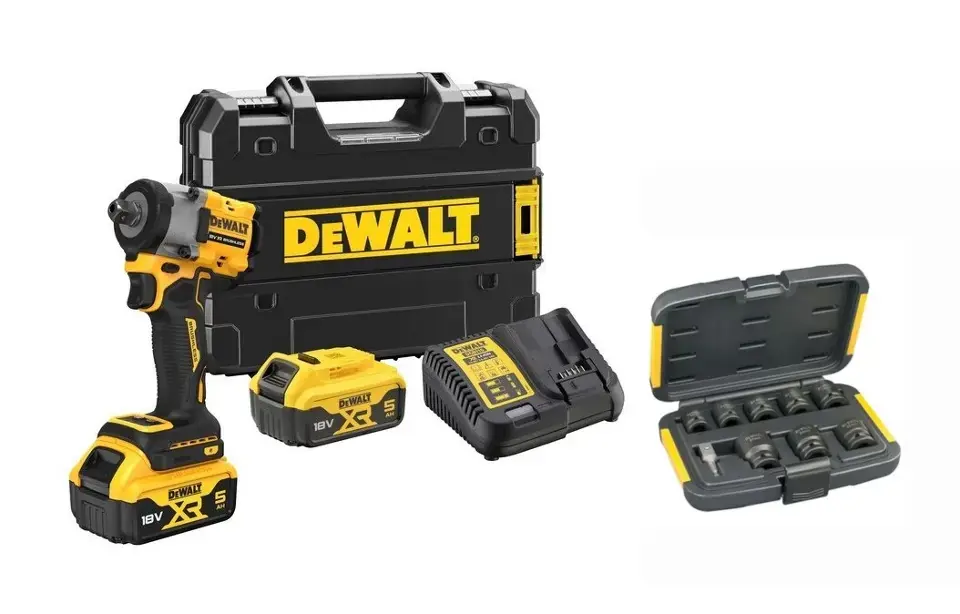 DeWALT – Clé à chocs sans fil 18 V, avec accessoires, 2 batteries Li-Ion 5,0 Ah et chargeur. DCF922P2TA