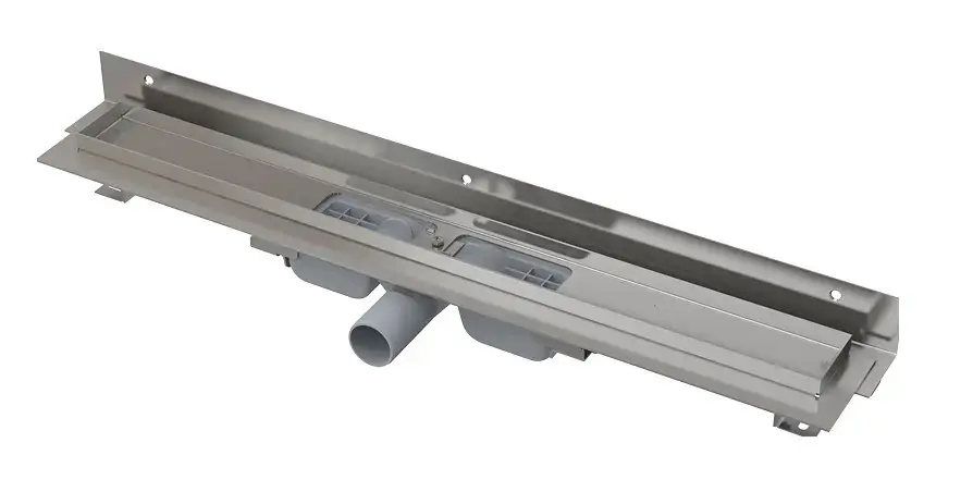 Alca - Caniveau de douche Flexible Low 95 cm, avec collier ajustable au mur, acier inoxydable APZ104-950