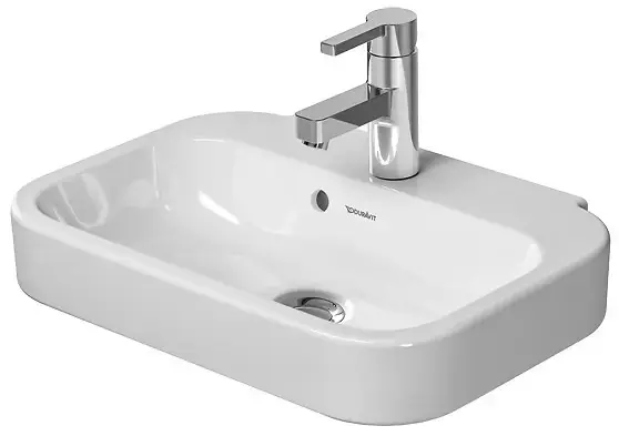 Duravit Happy D.2 - Lave-mains 50x36 cm, avec un trou pour robinetterie, avec WonderGliss, blanc alpin 07095000001
