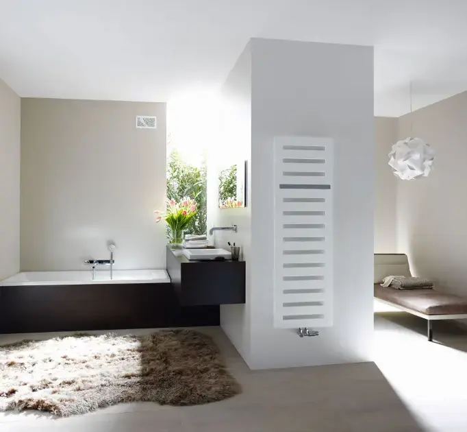 Zehnder Metropolitan Bar – Radiateur de salle de bains 123×40 cm, droit, raccordement central 5 cm, laqué blanc MEP-120-040