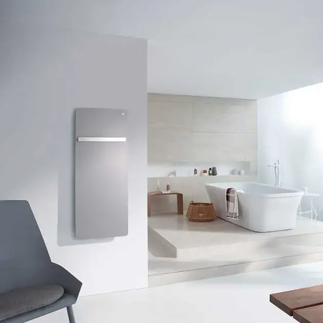 Zehnder Vitalo Bar – Radiateur de salle de bains 125×40 cm, droit, raccord central 5 cm, laqué blanc VIP-125-040