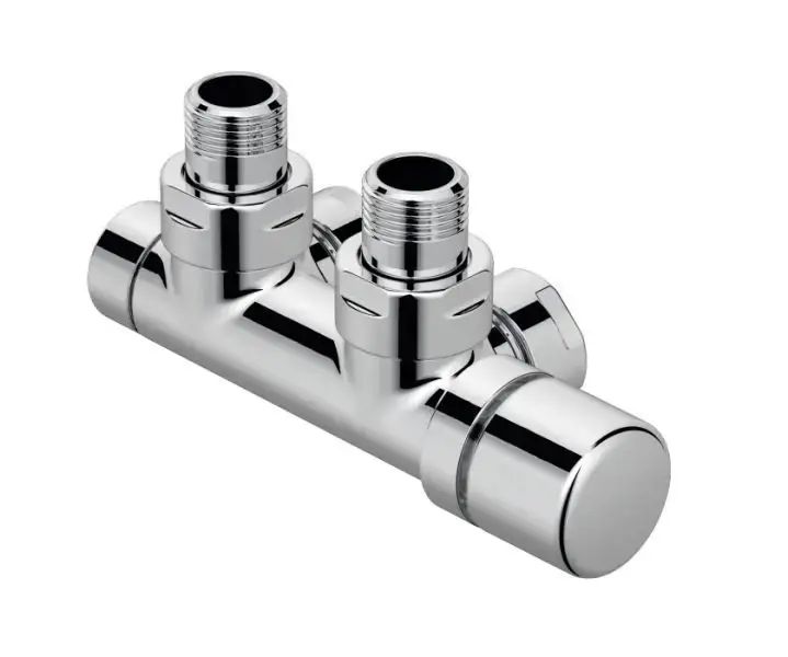 Zehnder – Mélangeur d&rsquo;angle Set P, 1/2, avec tête de commande à droite, entrée à droite, distance 50 mm, acier inoxydable 839090