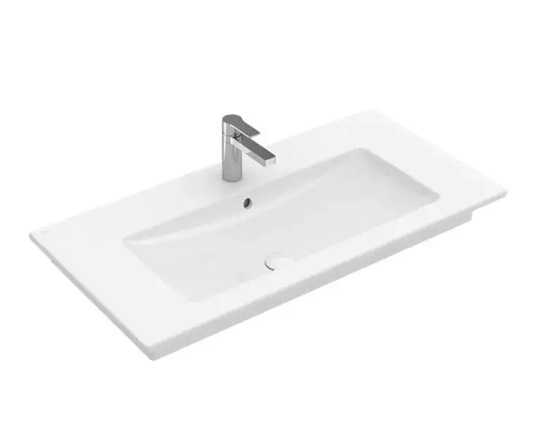 Villeroy & Boch Venticello - Meuble lavabo 100x50 cm, avec trop-plein, trou de robinetterie, CeramicPlus, blanc alpin 4104ALR1