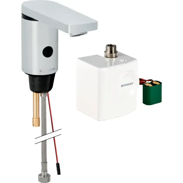 Geberit Public - Robinet de lavabo type 185, sans contact, avec générateur, sans mélangeur, chrome 116.336.21.1