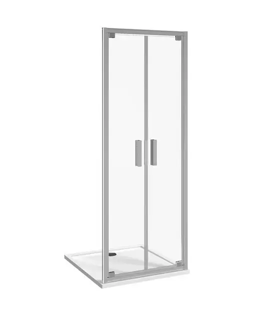 Jika Nion - Porte de douche pivotante G/D à deux battants, 90 cm, Jika perla Glass, argent/verre transparent H2562N20006681