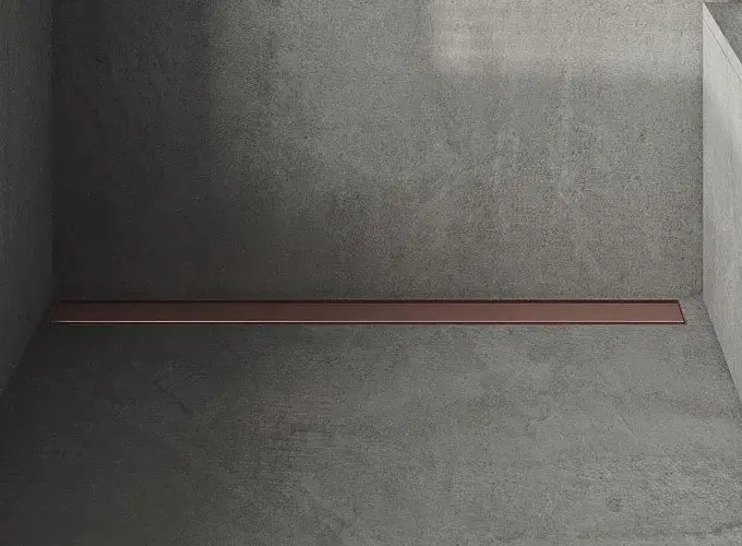 I-Drain Plano - Caillebotis en acier inoxydable pour bac à douche série PRO, surface PVD, longueur 120 cm, cuivre IPRO1200K