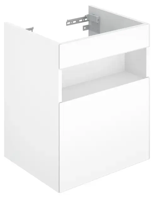 Keuco Stageline – Meuble sous lavabo, 46x63x38 cm, 1 porte, charnières à droite, avec éclairage et USB, blanc 32822300102