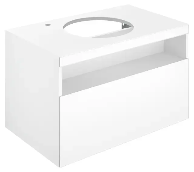 Keuco Stageline – Meuble sous lavabo, 80x55x49 cm, avec découpe pour lavabo et robinetterie à gauche, blanc 32864300000