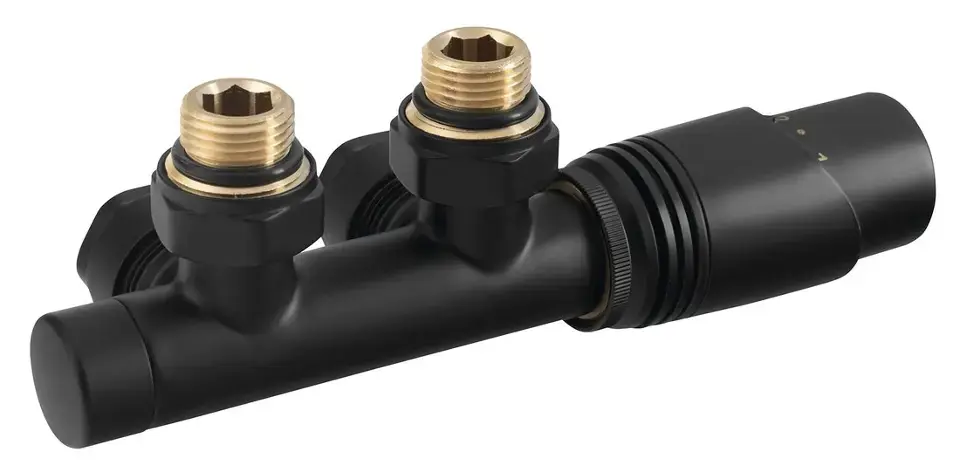 Bruckner Wicher – Kit de raccordement vanne thermostatique, raccordement central, noir mat 600.311.6