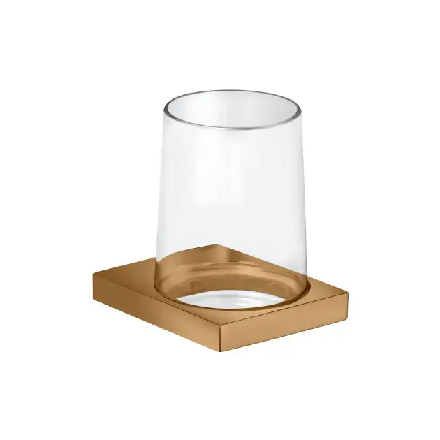Keuco Edition 11 – Gobelet à brosse à dents et dentifrice avec support, verre / bronze brossé 11150039000