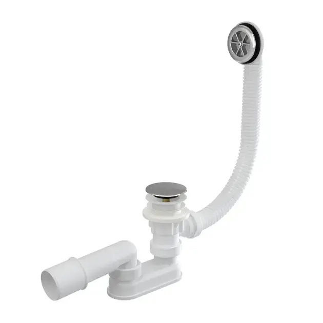 Alca - Kit vidange et trop-plein baignoire, longueur 57 cm, ClickClack, chromé A505CRM