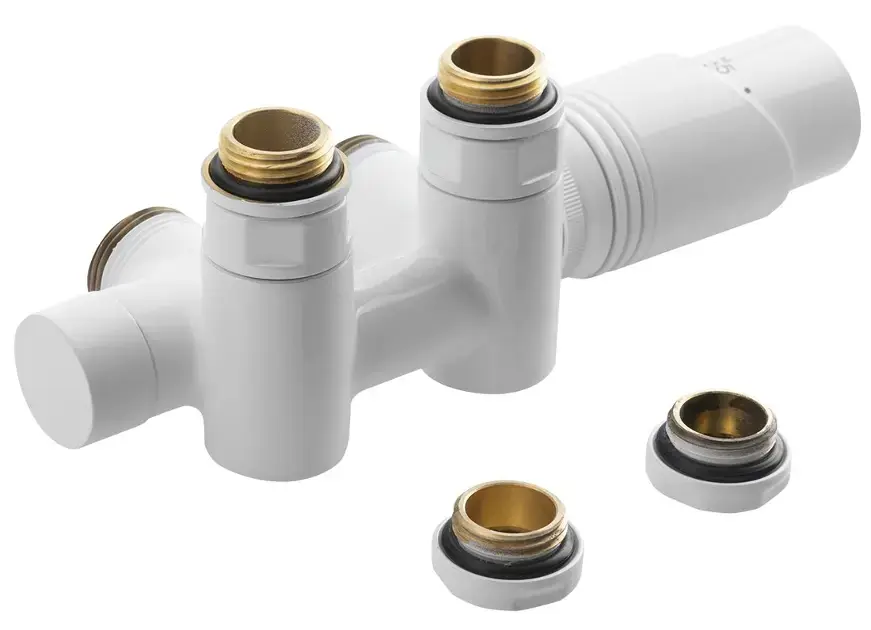 Bruckner Wicher – Kit de raccordement thermostatique, raccordement central 50 mm, blanc 600.331.4