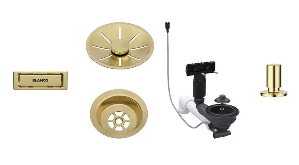 Blanco – Kit de vidage InFino, avec commande excentrique, or 207427