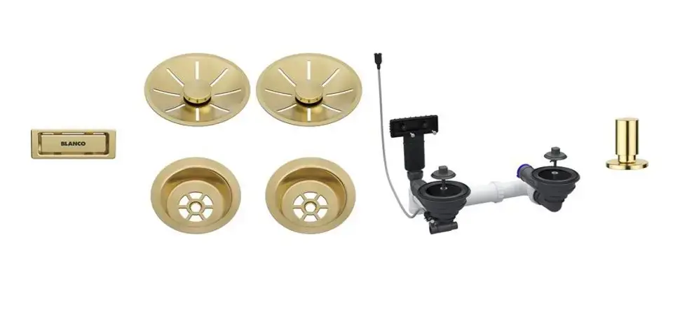 Blanco – Kit de vidage InFino, avec commande excentrique, or 207443