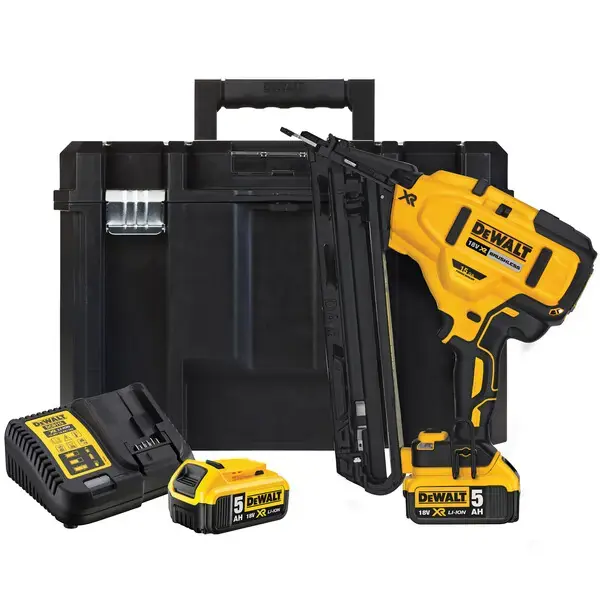 DeWALT – Cloueuse sans fil 18V 32-63 mm, 2 batteries 5,0 Ah XR, chargeur DCN650P2