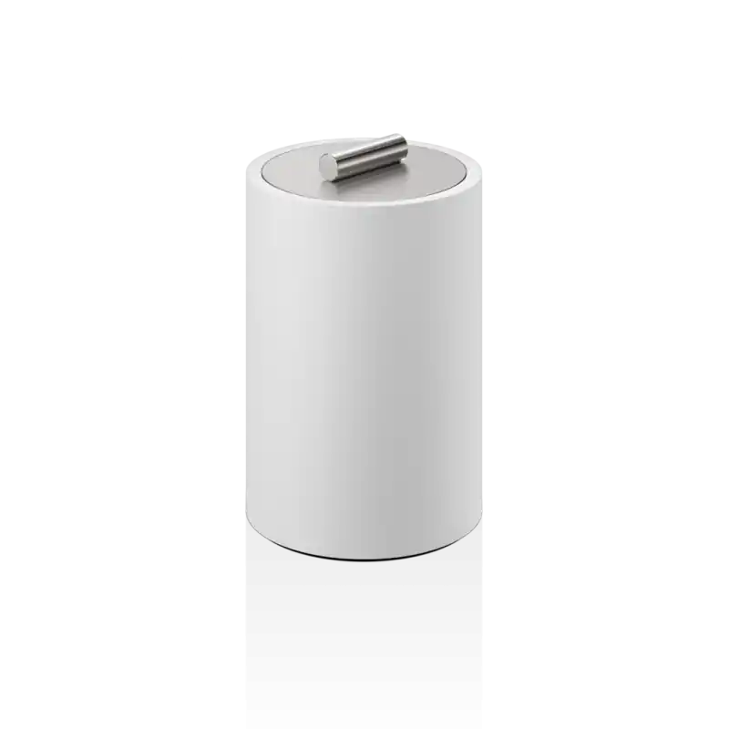 Boîte à coton démaquillant blanche – inox brossé STONE DMD L