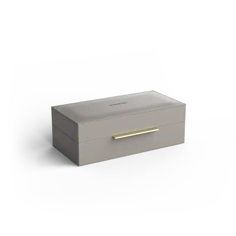 Boîte rectangulaire cuir synthétique taupe BROWNIE BOX S