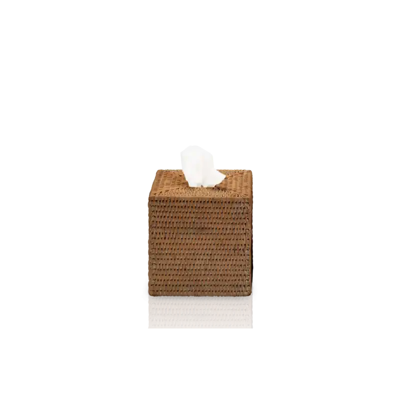 Vierkante tissuebox BASKET KBQ donkerbruin rotan