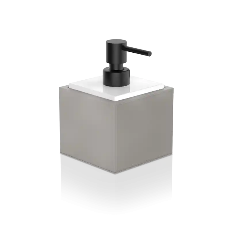 Zeepdispenser wit en taupekleurig eco-leer BROWNIE SSP