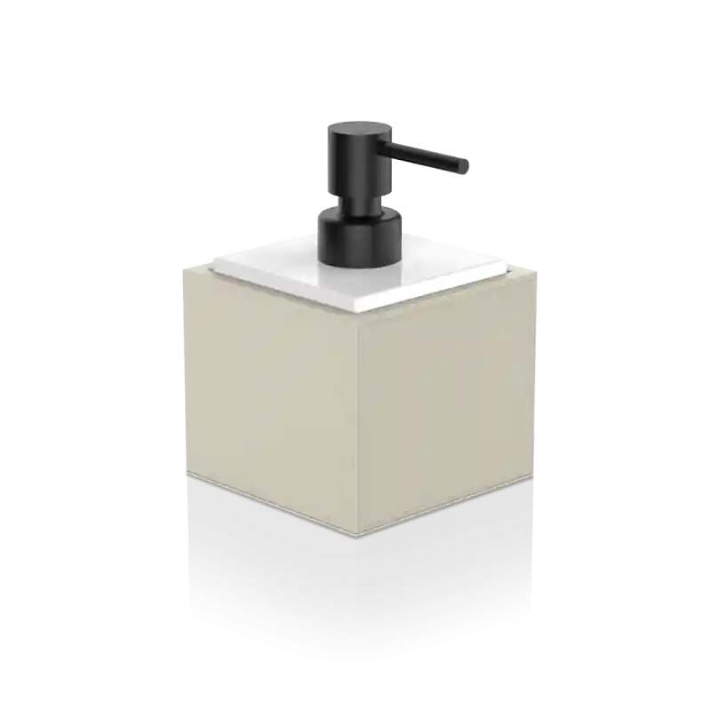 Zeepdispenser wit en zandkleurig eco-leer BROWNIE SSP