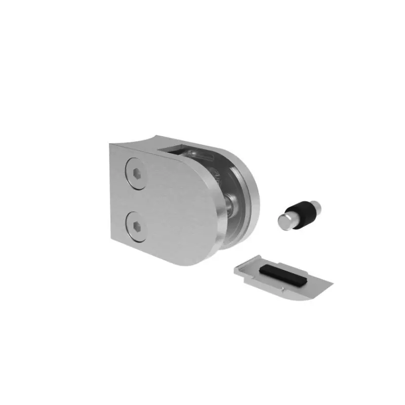 Pince à verre inox 304 brossé design arrondi 50x40 pour tube Ø42,4mm avec goupille (sans cale)