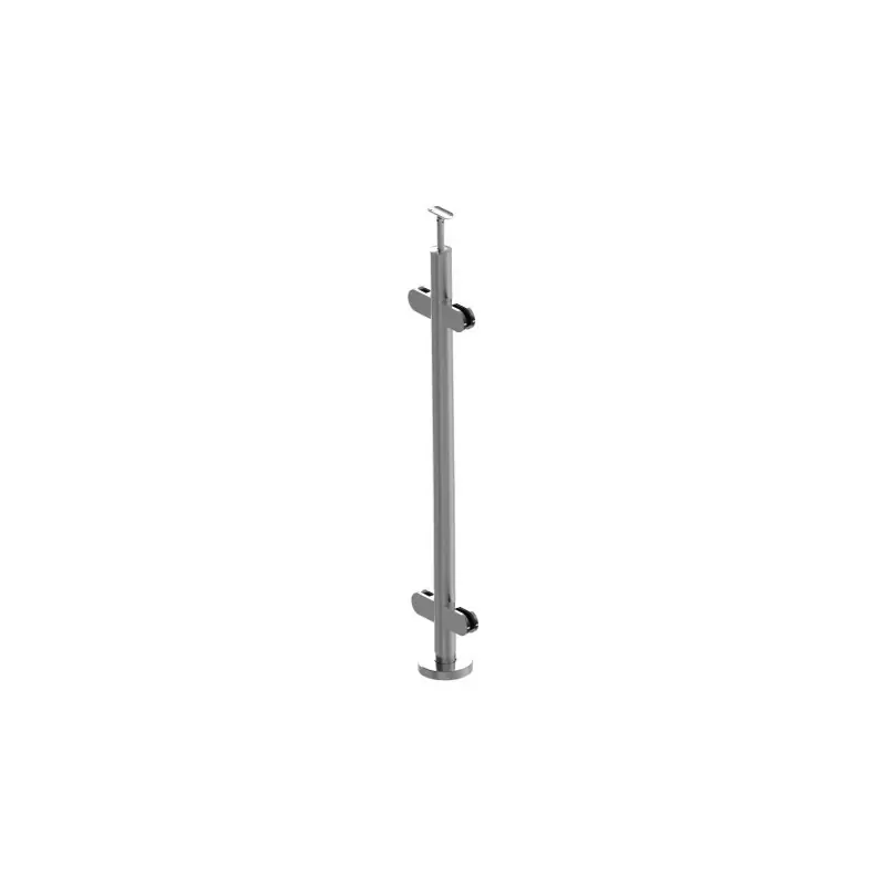 Poteau inox 304 brossé Ø42,4 H1000 complet intermédiare pince ronde A 250P 042 v