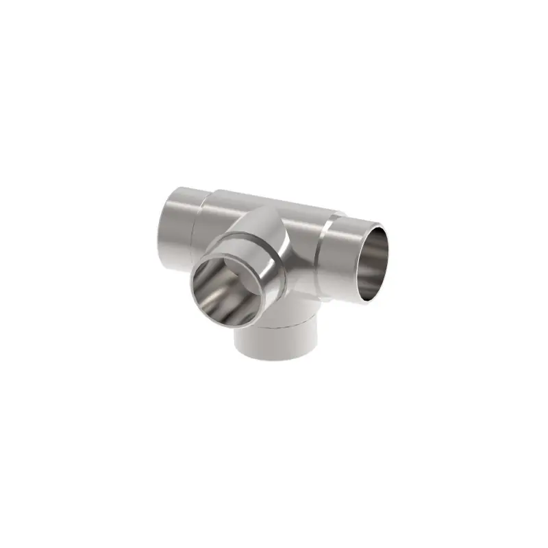 T 4 départs 90° inox 304 brossé pour tube Ø42,4x2mm