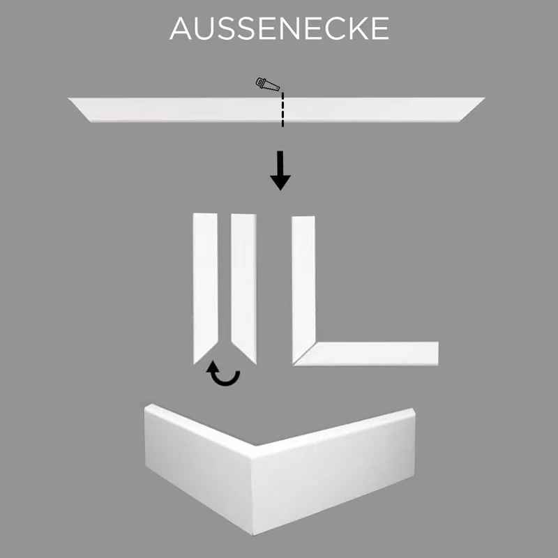 Elite Decor | Angle extérieur « P893 » | Polyuréthane | 65 x 90 x 200 mm | Blanc | Moulure décorative