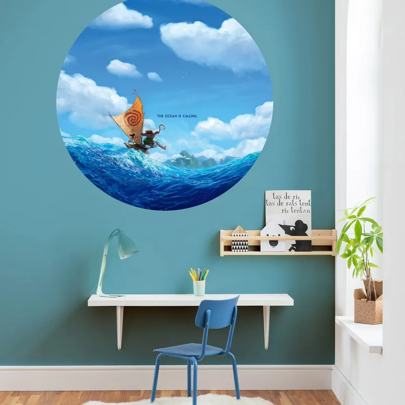 Komar Papier Peint numérique Photo sur Intissé Disney Vaiana Maui Mer 125 x 125 cm Autocollant