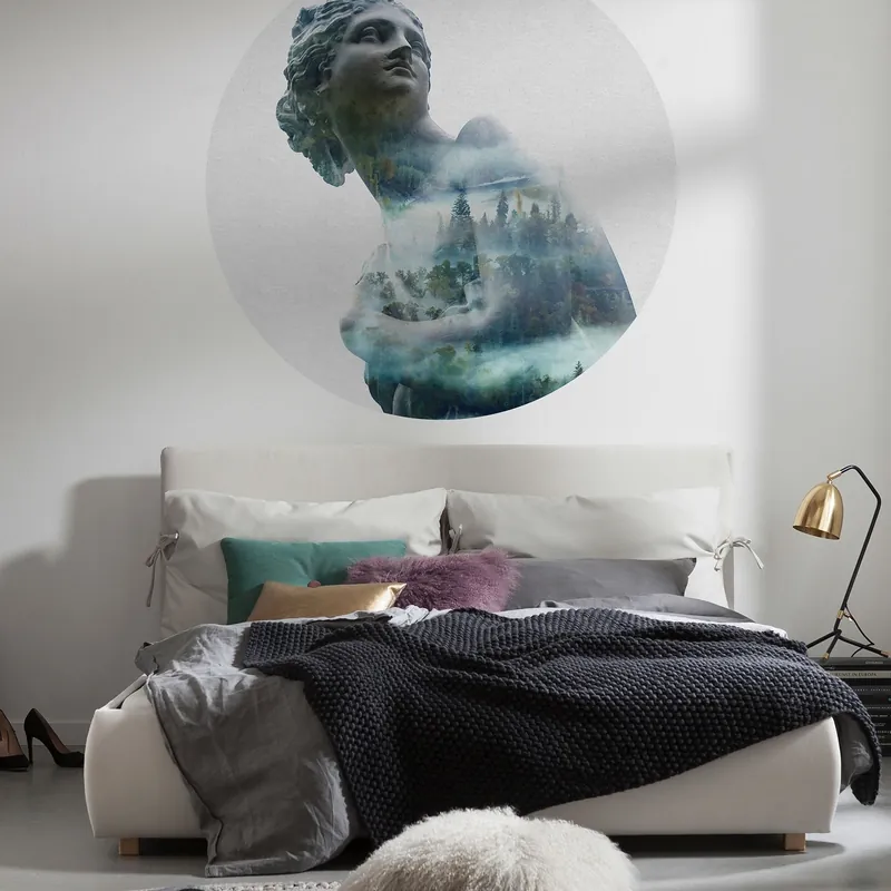 Komar Papier Peint numérique Photo Intissé Disney Gaia Sculpture Forêt 125 x 125 cm Autocollant rond