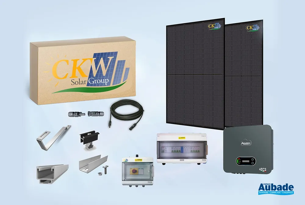 Kit solaire full black triphasé 6kW avec onduleur pour toiture ardoise de CKW Solar