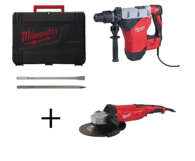 Kit perfo-burineur SDS Max avec accessoires – meuleuse 2200 W offerte