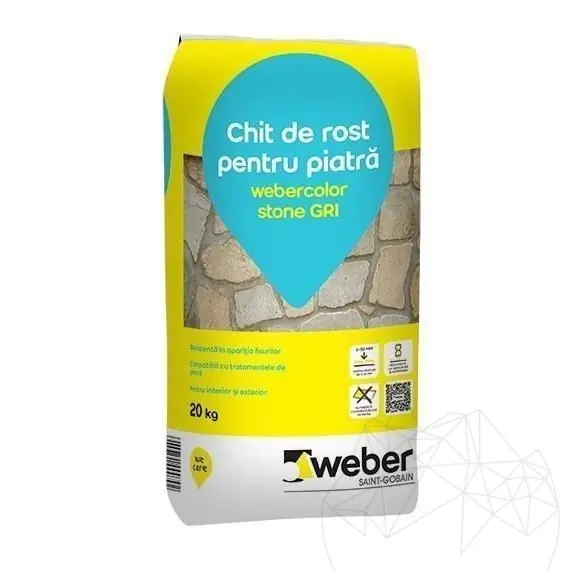 Weber Color Stone Grey, 20 Kg, Coulis flexible pour murs et sols en pierre naturelle à joints larges