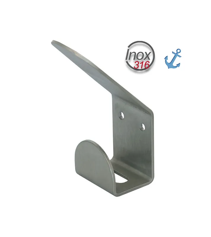 Patère pour collectivités en inox 316, adaptée au brouillard salin et aux agressions chimiques