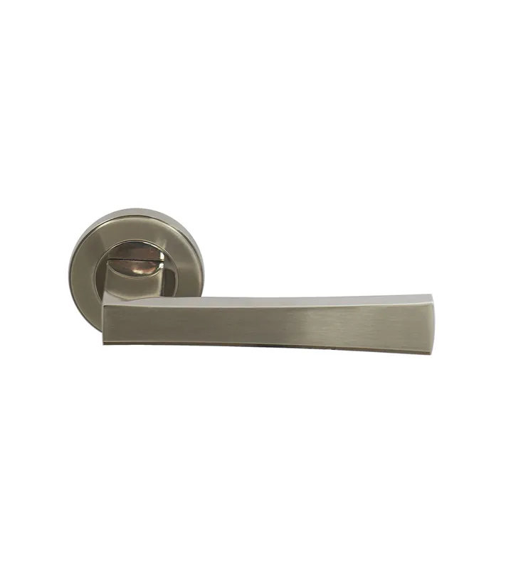 Poignée de porte bicolore nickel satiné / chrome brillant model Junon