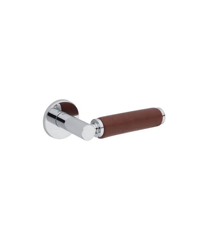 Poignée de porte contemporaine en cuir foncé TUPAI 4200/201 ronde