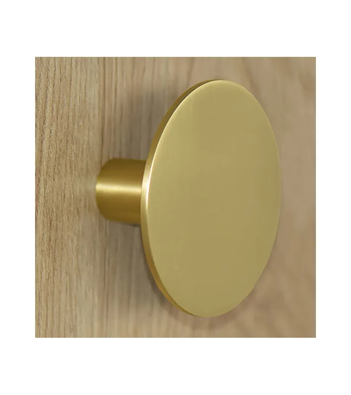 Patère murale Disque fin en inox Or Satiné